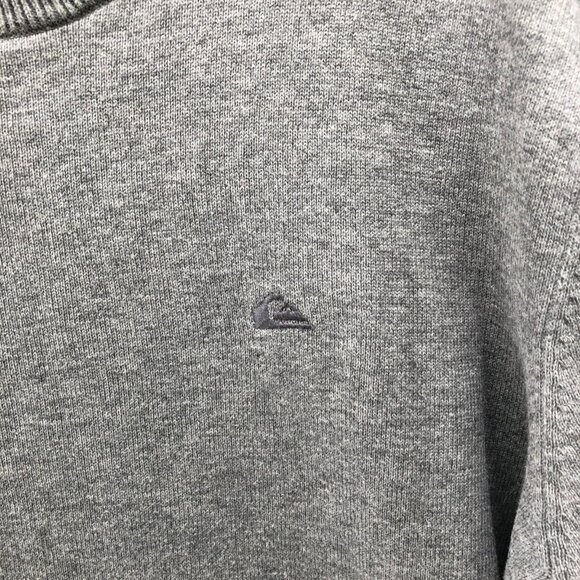 Quiksilver Crewneck Sweater Mens M Gray Pullover Embroidered Logo 100% Cotton - Picture 5 of 9